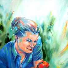 "The apple again" Helene Mantei, Öl auf Leinwand