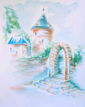 Helene Mantei "Das Tor zum Hexenturm", Aquarell