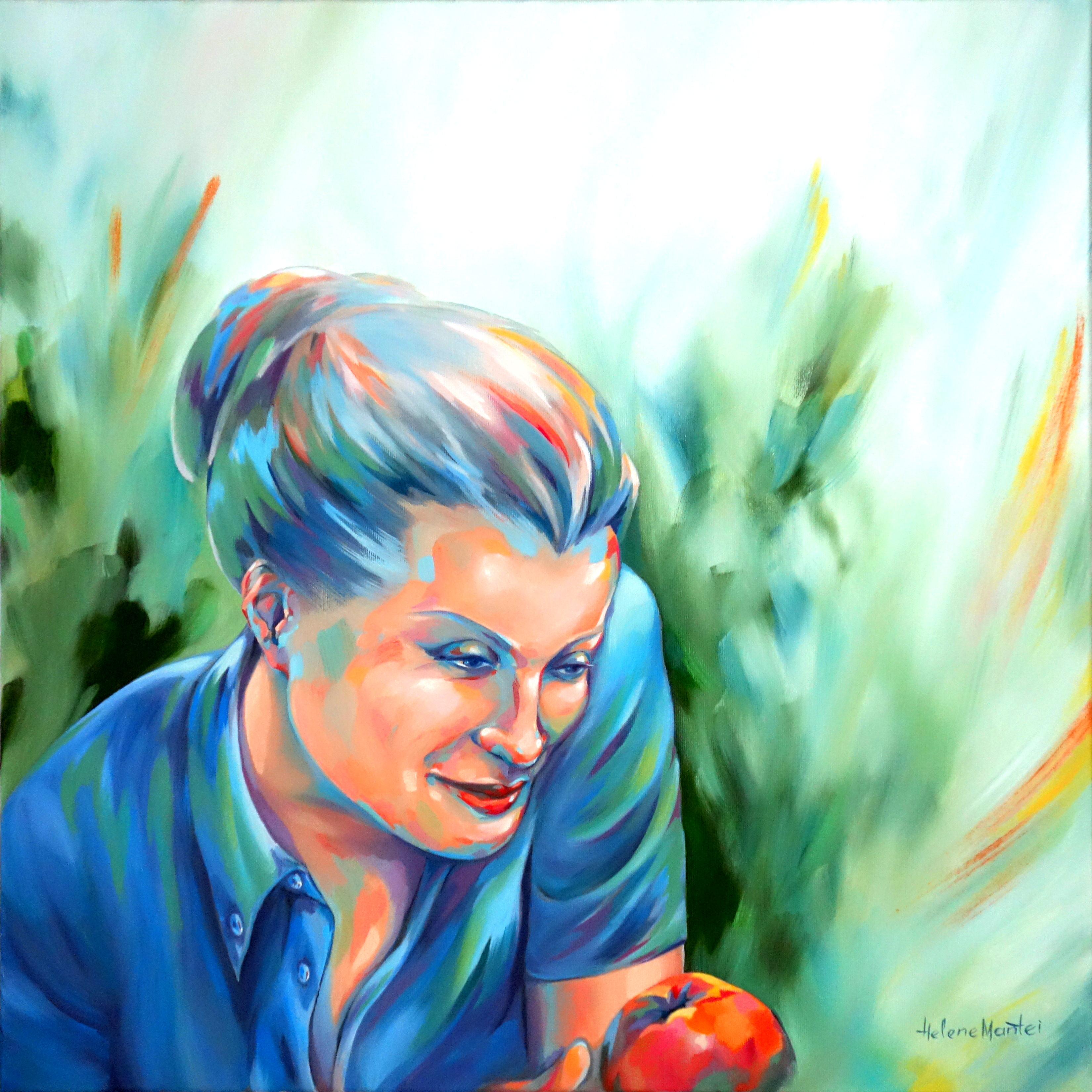"The apple again" Helene Mantei, Öl auf Leinwand